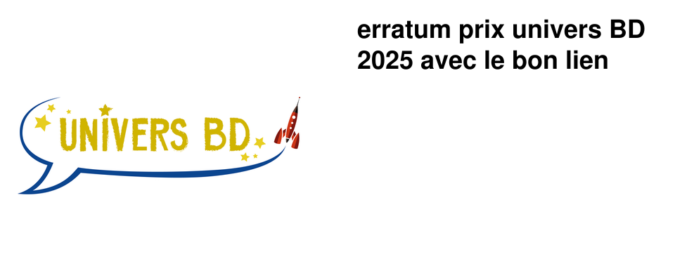 erratum prix univers BD 2025 avec le bon lien